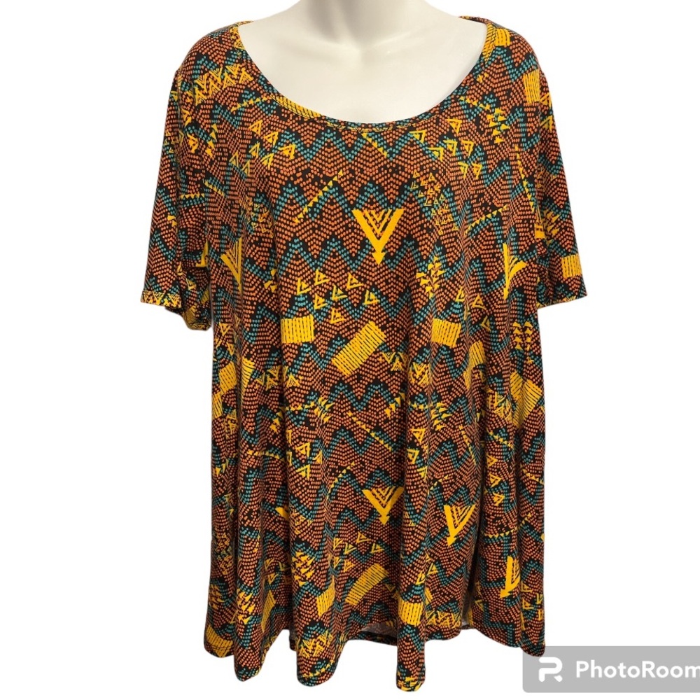 LuLaRoe Classic Tee in fall colors.  Size large. Orange and yellows